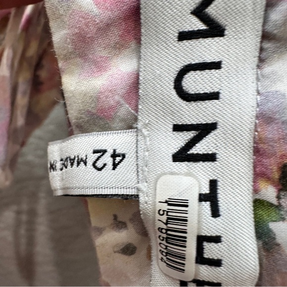 Munthe Womens Size S Pink Blouse Top Floral Ruffle Sleeve Open Back Spring - Picture 6 of 7